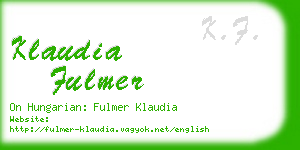 klaudia fulmer business card